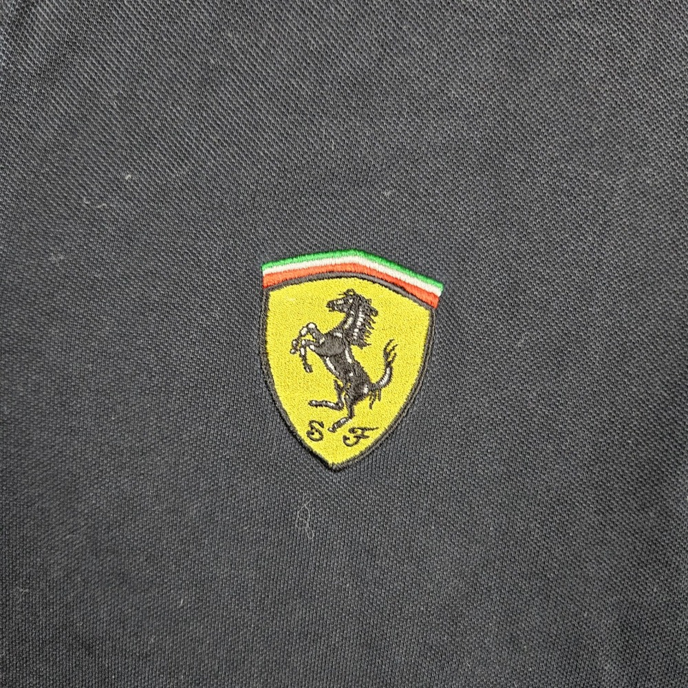 Ferrari Mens Navy Blue Short Sleeve Polo Shirt SF Shield Logo Size L - Picture 2 of 9